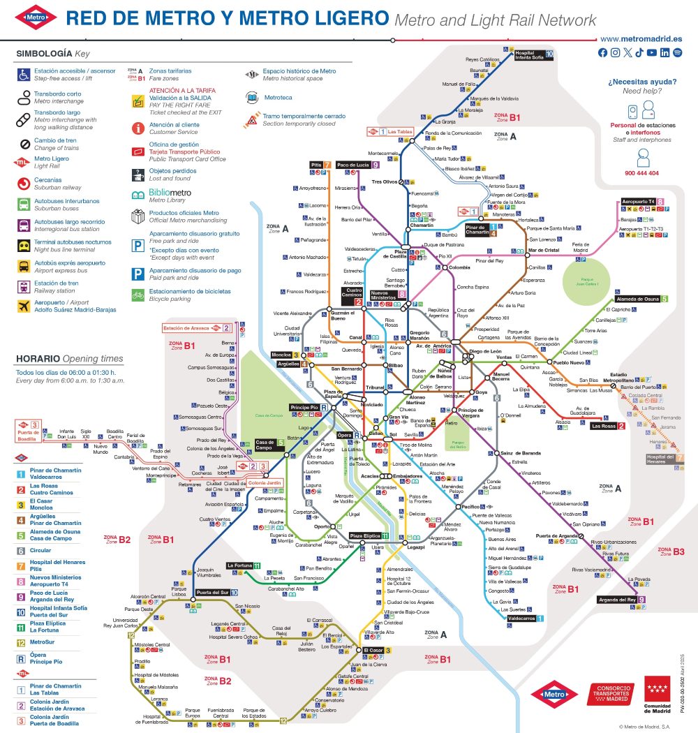 Mappa metro di Madrid